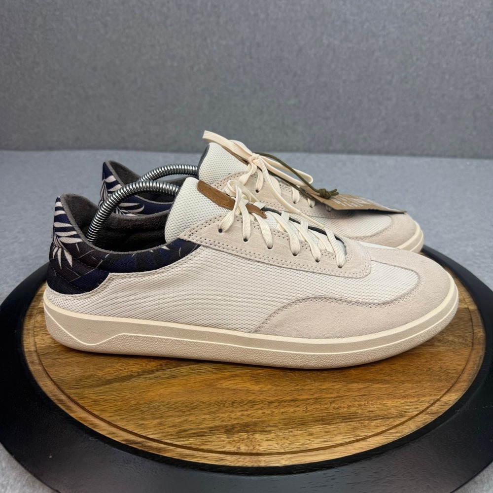 OluKai Punini Mens 11.5 Sneakers Off White Aloha Tropical Leaf 10514-18HA NEW
